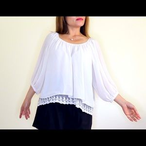 White Blouse with Pretty Hem